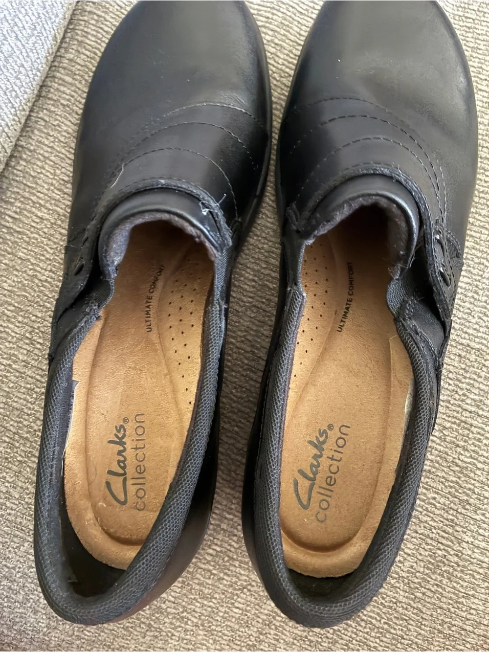 Clarks Women’s Black Slip-On Leather Shoes
